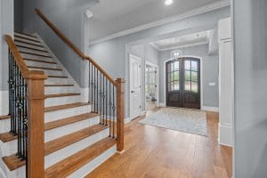 Staircase and foyer interior photographed for a Huntsville real estate listing