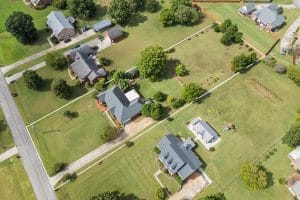 Aerial drone photography of a Huntsville Alabama residential neighborhood