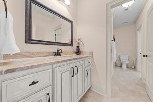 Double vanity bathroom interior photography for a Huntsville home listing