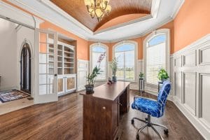 Home office interior photographed for a Huntsville Alabama real estate listing