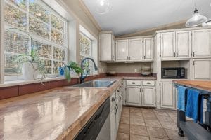 Kitchen sink and window detail photographed for a Huntsville real estate listing