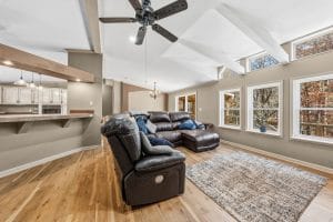 Open concept living room photographed for a Huntsville Alabama home listing