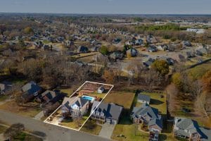 Aerial drone photography of a Madison Alabama residential neighborhood