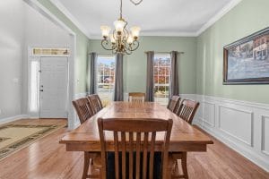 Dining room interior photographed for a Huntsville real estate listing