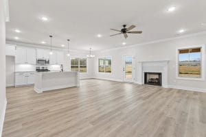 Open concept living room photographed for a Huntsville Alabama home listing
