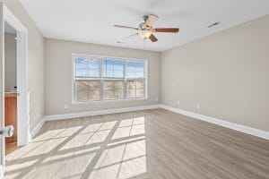 Empty bedroom interior photographed for a Huntsville real estate listing