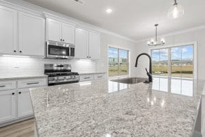 Kitchen granite countertop photographed for a Huntsville real estate listing